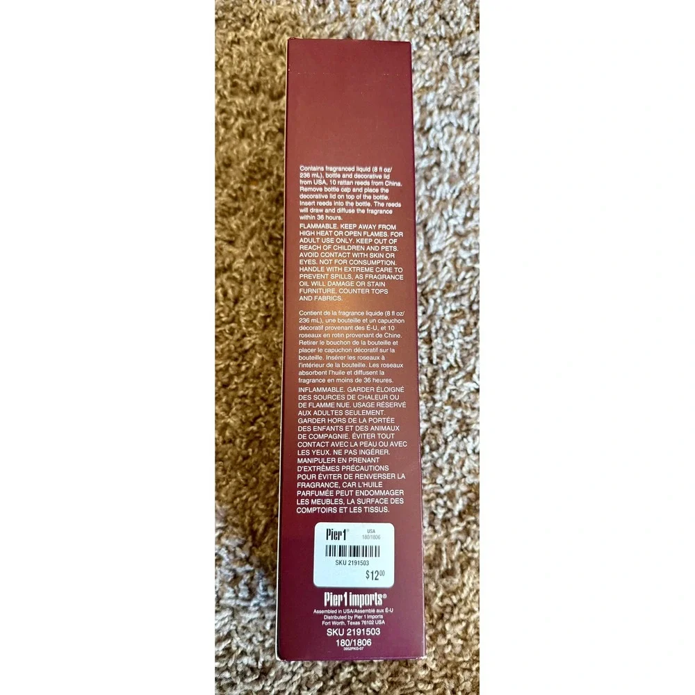Pier 1 Asian Spice Reed Diffuser 8oz New Home Fragrance Set 10 Reeds
